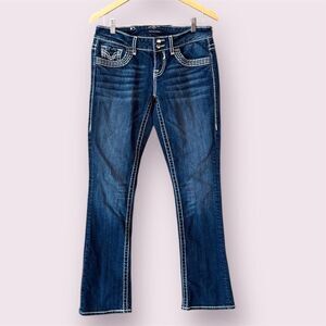 VIGOSS The Chelsea Low Rise Y2K Slim Bootcut Thick Stitch Jeans